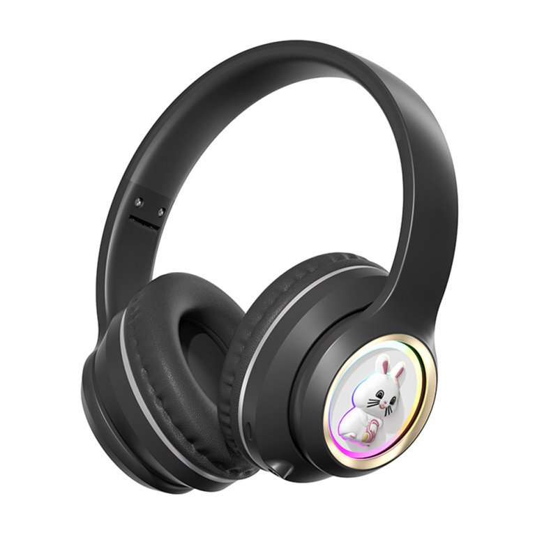 Wireless Headsets Over-Ear Stereo Earphones Lighting Headphones For Smart Phones Computer Laptop Tablet black