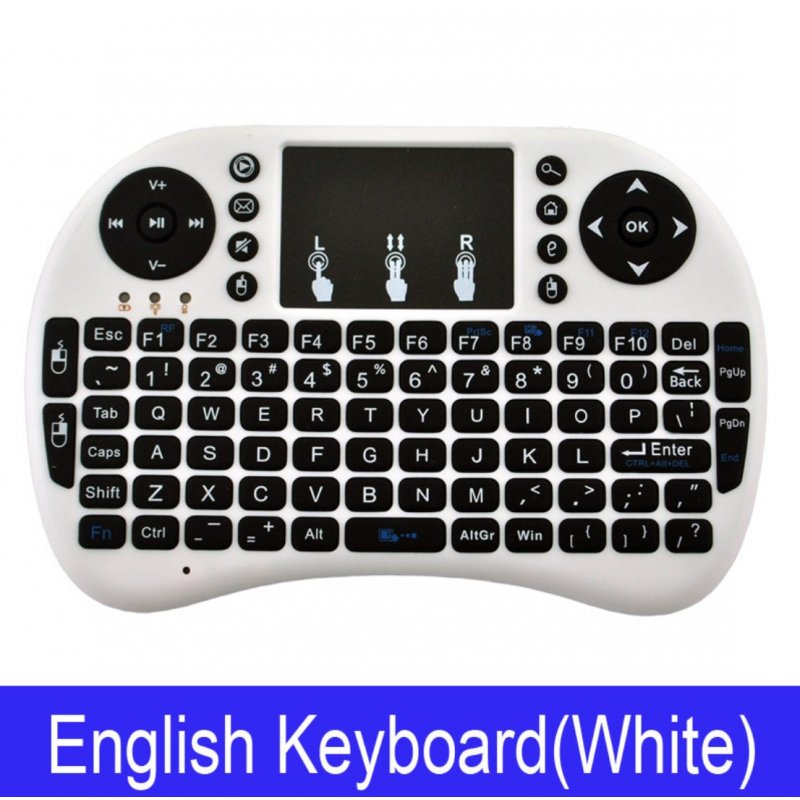 Wireless Keyboard Mini 2.4Ghz Wireless Mini Keyboard with Touchpad for PC Android Smart TV BOX KY White battery