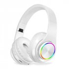 Wireless Luminous Headphones Bluetooth V5 0 Earphones Over Ear Stereo Super Bass Headset with Microphone white