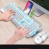 Wireless Mechanical Keyboard And Mouse Game Set Rechargeable With Backlight For Gaming white ice blue light