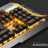Wireless Mechanical Keyboard And Mouse Game Set Rechargeable With Backlight For Gaming Metal gray yellow light
