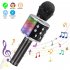 Wireless Microphone Karaoke Portable Bluetooth Speaker Home KTV Player with LED Dancing Lights black