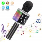 Wireless Microphone Karaoke Portable <span style='color:#F7840C'>Bluetooth</span> <span style='color:#F7840C'>Speaker</span> Home KTV Player with LED Dancing Lights black