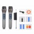 Wireless Microphone Kit with Rechargeable Lithium Battery Receiver for Karaoke Party Home Meeting Performance W68 1 to 1
