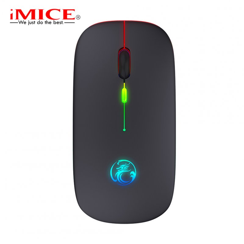 Wireless  Mouse Bluetooth-compatible Dual-mode Rechargeable Luminous Silent Ergonomic Mouse For Laptop Pc Black dual-mode illuminated version