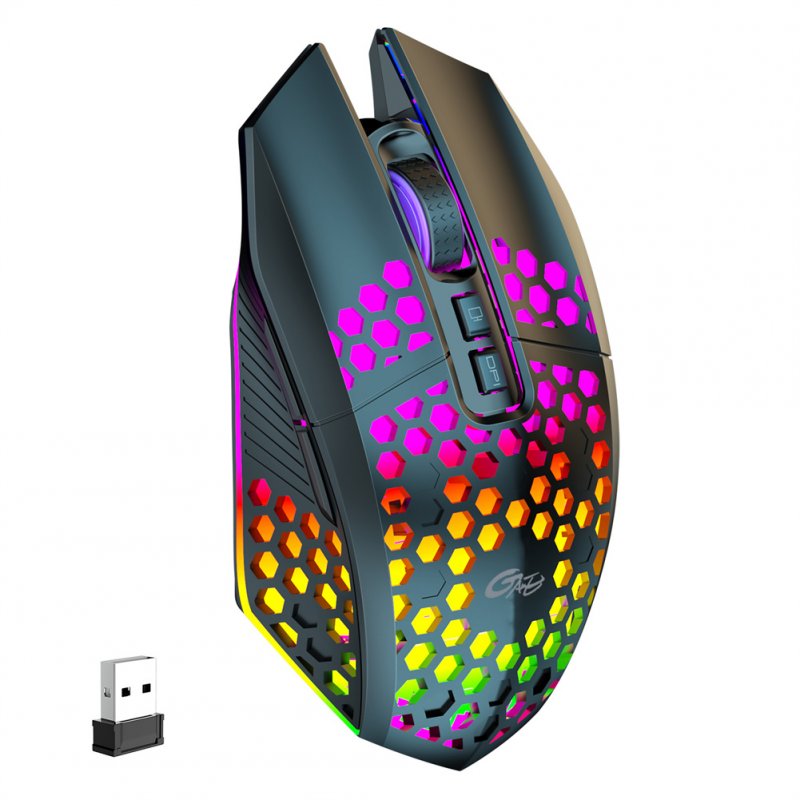 Wireless Mouse, Lighting Ergonomic Wireless Mouse, 2.4GHz USB Cordless Mouse, 1600DPI 500MAH Rechargeable Wireless Mouse For Computer Laptop PC black
