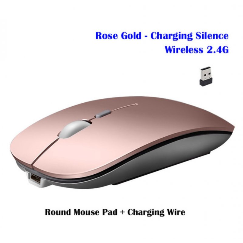 Wireless Mouse Rechargeable Wireless Bluetooth Dual-mode Mouse Laptop Games Ultra-thin Silent Mouse Rose Gold Wireless Edition