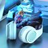 Wireless Noise Canceling Headset Lighting Stereo Headphones Over Ear Gaming Headphones For Computer Smart Phones blue black