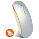 Wireless Optical Mouse M40 2.4G Colorful Luminous Rechargeable Mute Ultra-thin for <span style='color:#F7840C'>PC</span> Notebook Desktop Office white