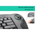 Wireless QWERTY keyboard with a built in trackball and media   internet hotkeys is ergonomically designed for maximum ease of use