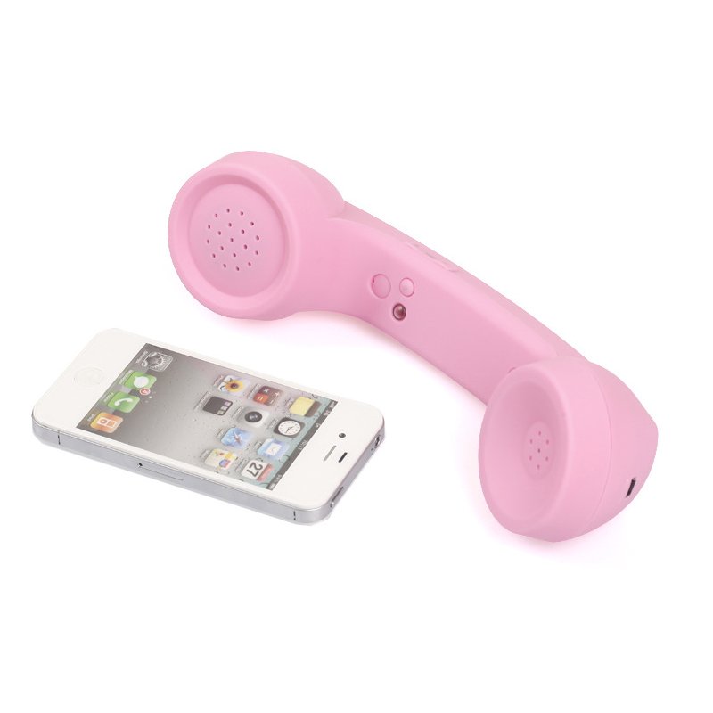 Wireless Retro Telephone Handset Radiation-proof Handset Receivers Headphones for Mobile Phone  Pink