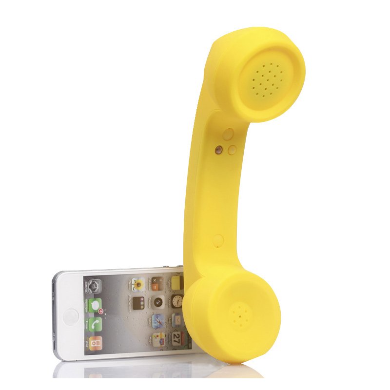 Wireless Retro Telephone Handset Radiation-proof Handset Receivers Headphones for Mobile Phone  yellow