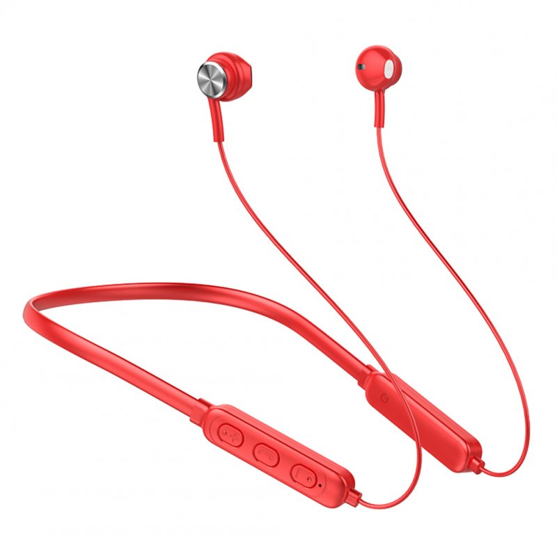 Wireless  Sports  Headphones Hanging Neck High-definition Sound Bluetooth-compatible Earphone Gb04 For Jogging Cycling Exercising Exercising Traveling Red