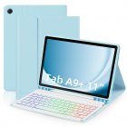 Wireless Tablet Cover RGB Keyboard Portable Keyboard Case Compatible For Galaxy Tab A9+ 11-inch (2023) SM-X210/X216/X218 blue + RGB keyboard