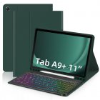 Wireless Tablet Cover RGB Keyboard Portable Keyboard Case Compatible For Galaxy Tab A9+ 11-inch (2023) SM-X210/X216/X218 green + RGB keyboard