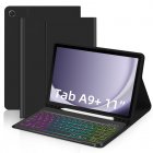 Wireless Tablet Cover RGB Keyboard Portable Keyboard Case Compatible For Galaxy Tab A9+ 11-inch (2023) SM-X210/X216/X218 Black case + RGB keyboard