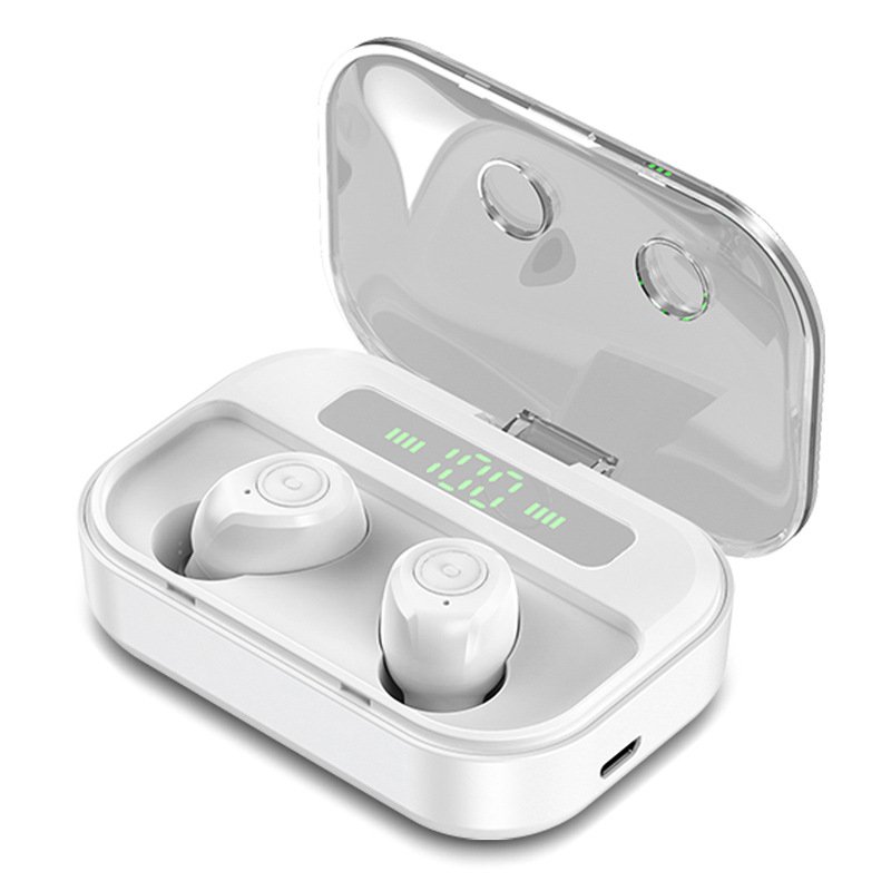 Wireless Tg01 Bluetooth-compatible 5.0 Wireless  Headphones Tws Large Capacity Battery Led Digital Display Smart Button Stereo Headset White