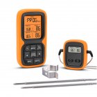 Wireless Thermometer With Dual Probe Lcd Large Screen Kitchen Digital Cooking Food Thermometer orange