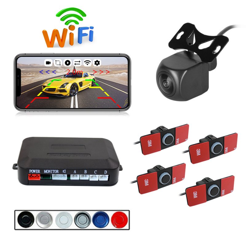 Wireless WIFI Car Rear View Reverse Parking Cam Radar Night Vision PZ600wifi-16.5 Parking camera set black