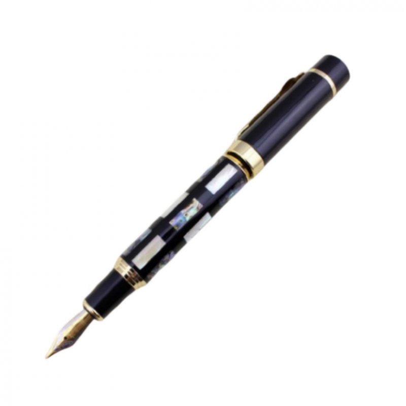 With Real Sea Shell Luxury Fountain Pen Jinhao 650 Black 18kgp Medium Nib Great Wall