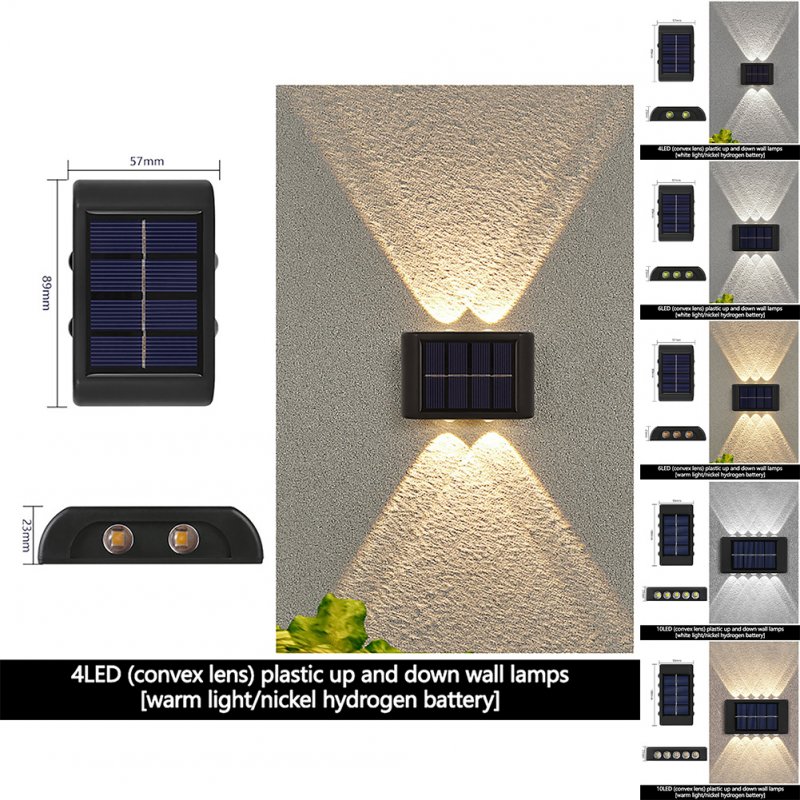 2 Pack Solar Up Down Wall Lights Outdoor Sconce IP65 Waterproof Solar Fence Light For Home Garden Porch Decoration warm light 4LED