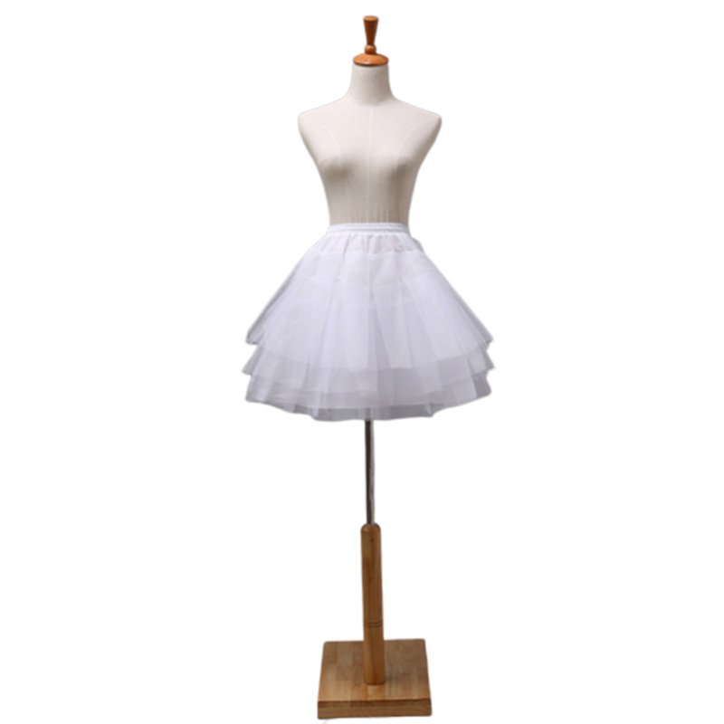 Woman Cosplay Maid Outfit Delicate Tulle Short Boneless Wedding Dress Petticoat white_35cm