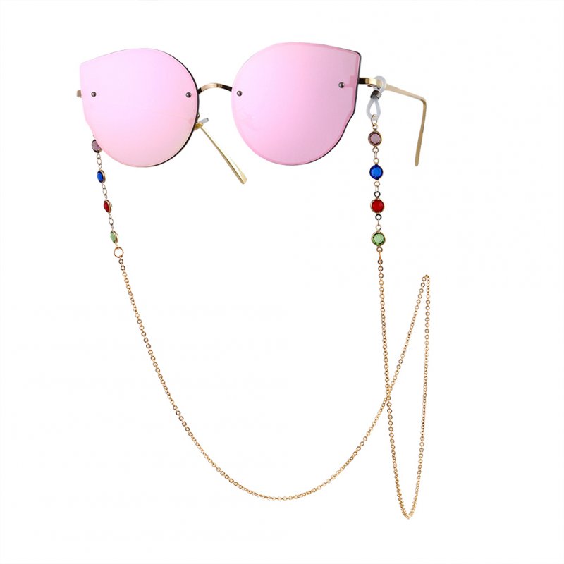 Woman Fashion Colorful Diamond-encrusted Anti-slip Eyeglasses Chain Gold