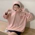 Woman Fashion Hoodie Strawberry Pringting Pattern School Style Oversize Sweatshirt Loose Tops Pink S