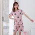 Woman Fashion Short Sleeves Cute Pattern Printing Homewear Suit  F Strawberry XL