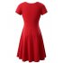 Woman Fashionable  Loose Pure Color  Short Sleeve Round collar Simple Comfortable Dress black S