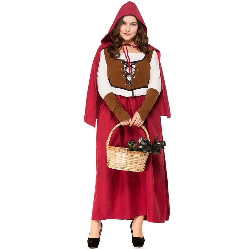 Woman Plus-size Retro Vest Dress Halloween Special Festival Costume red_XL