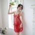 Woman Sexual Front See through Lace Sling Nightdress   Underwear Sexy Underwears Suit  red Free size