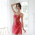 Woman Sexual Front See through Lace Sling Nightdress   Underwear Sexy Underwears Suit  red Free size