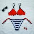 Woman Sexy Bikini Set Lace up Separated Girls Bathing Suits Strips Swimwear  Gouache XL