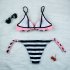 Woman Sexy Bikini Set Lace up Separated Girls Bathing Suits Strips Swimwear  Gouache XL