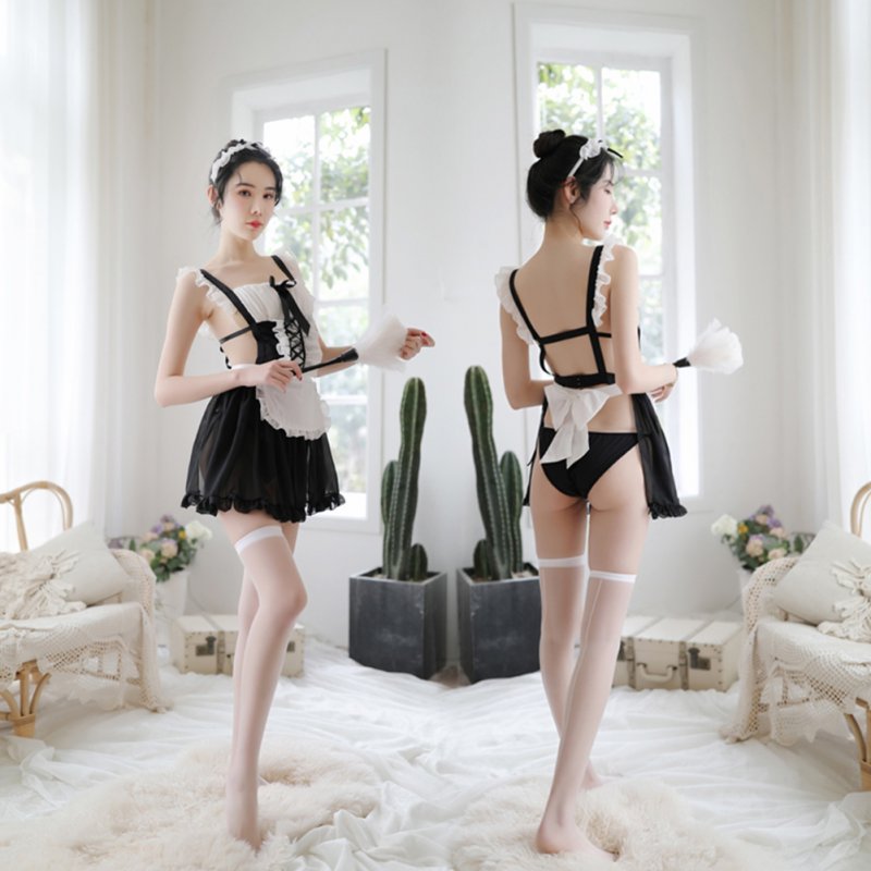 Wholesale Woman Sexy Uniform Maid Outfit Sexy See-through Underwear Free  size From China