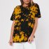 Woman Summer Splash ink Printed T shirt Casual Short Sleeve Ladies Fashion Top Blouse Khaki L