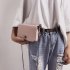 Woman Woven Design Spin Lock Small Bag Chain Single Shoulder Belt Satchel Pink