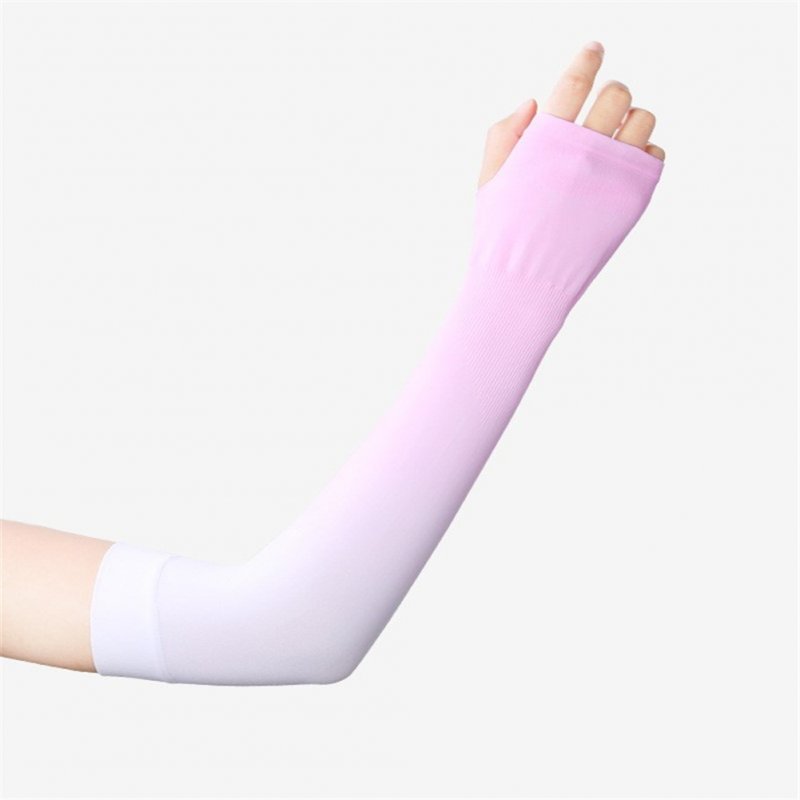 Women 1pair High  Elastic Sunscreen  Sleeve Breathable Quick-drying Gloves For Outdoor Riding Fishing Pink_One size
