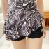 Women 2 Piece Fashion Printed Swimsuit Sleeveless Slimming Conservative Quick drying Swimwear For Hot Spring black XL