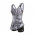 Women 2 Piece Fashion Printed Swimsuit Sleeveless Slimming Conservative Quick drying Swimwear For Hot Spring black 3XL