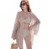 Women 3 Piece Split Bikini Suit Summer Sexy Solid Color Lace Swimsuit With Cover Up For Hot Spring Swimming 986669 black S