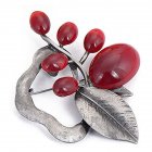 Women Ancient  Opal Stone Vintage Brooches Silver+red Large Flower Brooch Pins fit Sweater Scarf  red