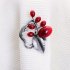Women Ancient  Opal Stone Vintage Brooches Silver red Large Flower Brooch Pins fit Sweater Scarf  red