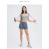 Women Athletic Shorts Elastic Waist Loose Breathable Sports Casual Shorts For Sports Fitness Yoga Running Asphaltum  10