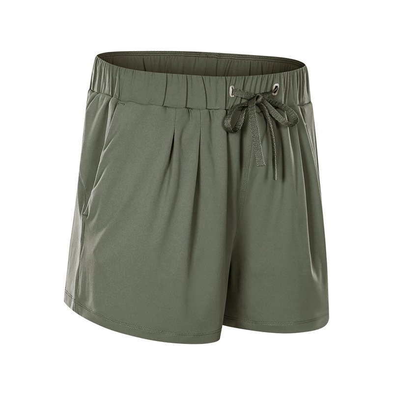 Women Athletic Shorts Elastic Waist Loose Breathable Sports Casual Shorts For Sports Fitness Yoga Running green 12
