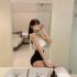 Women Bikini Swimsuit Trendy Contrast Color Slimming Adjustable Straps Swimwear For Swimming Hot Spring black XL