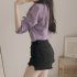Women Blouse Lapel Shirt Long Sleeve Purple Casual Loose Base Shirt Tops purple L
