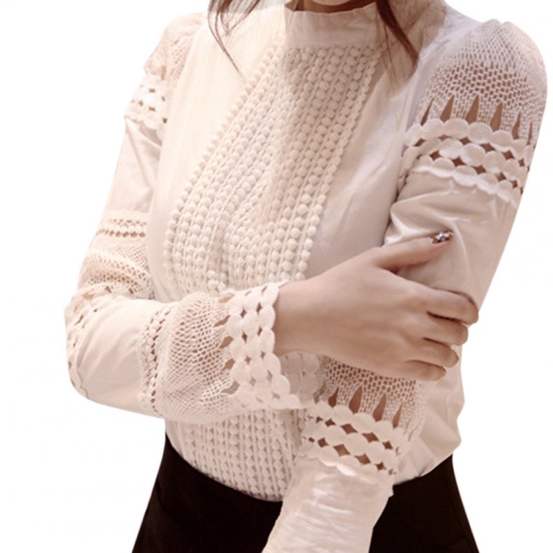 Women Blouses Slim Long-sleeved White Shirt