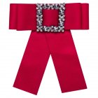 Women Bowknot Corsage Brooch Breastpin Multi-layered Square Alloy Inlaid Rhinestone Valentine's Day Gift red